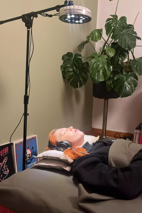 Person experiencing Roxiva light therapy session